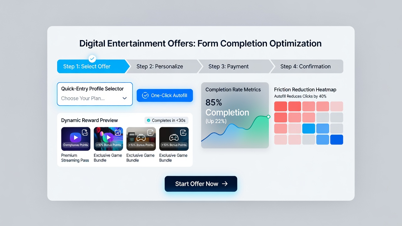 Mobile-optimized entertainment offer form with trust badges, autofill enabled, and error messaging on smartphone screen