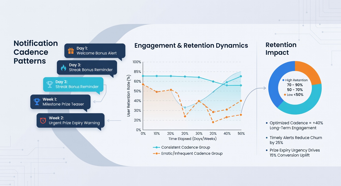 Graph showing retention curves linked to different notification frequencies over time