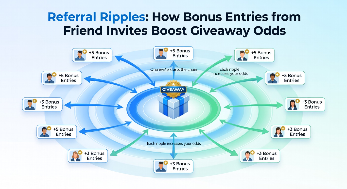 Chart illustrating exponential growth of giveaway entries through multi-level friend referrals