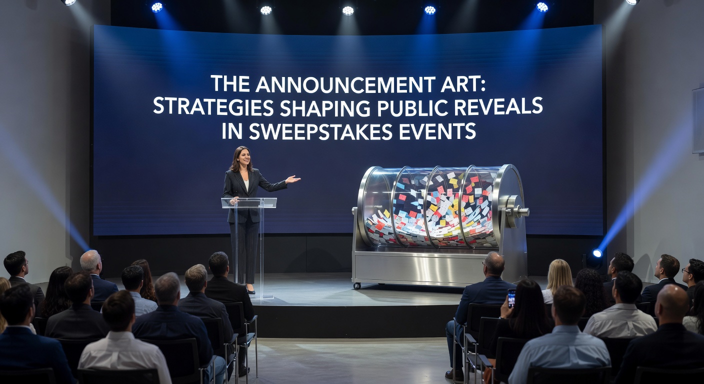 A vibrant crowd at a sweepstakes event cheering during a winner announcement on a large screen, capturing the excitement of public reveals