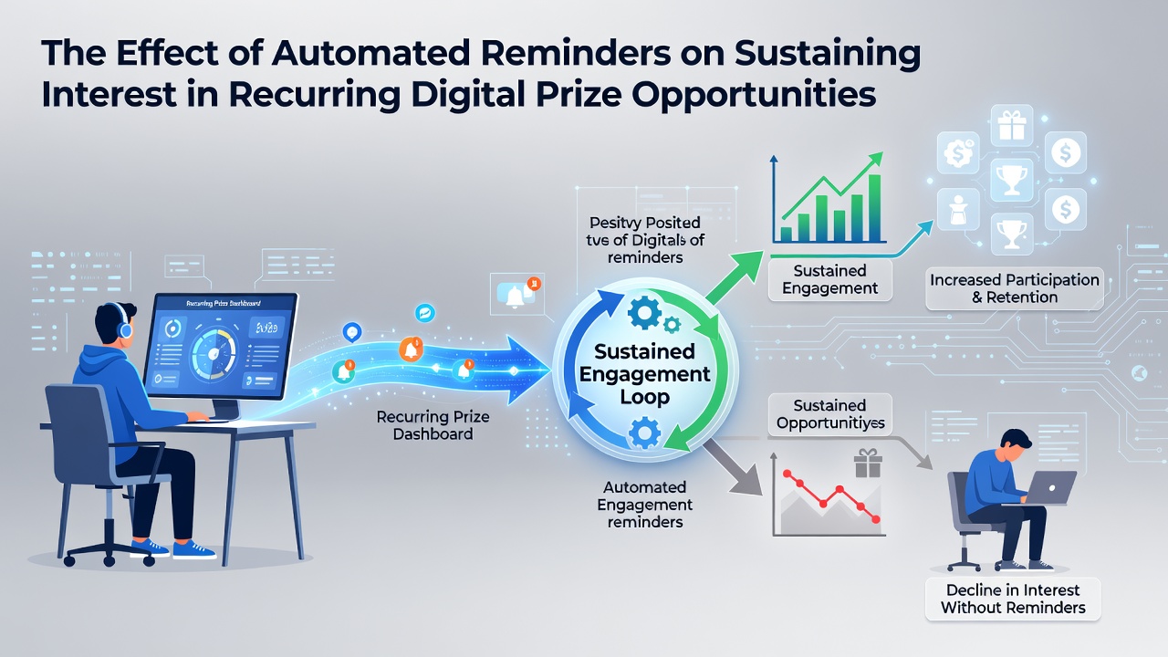 Digital interface showing automated reminder notifications for prize entry platforms