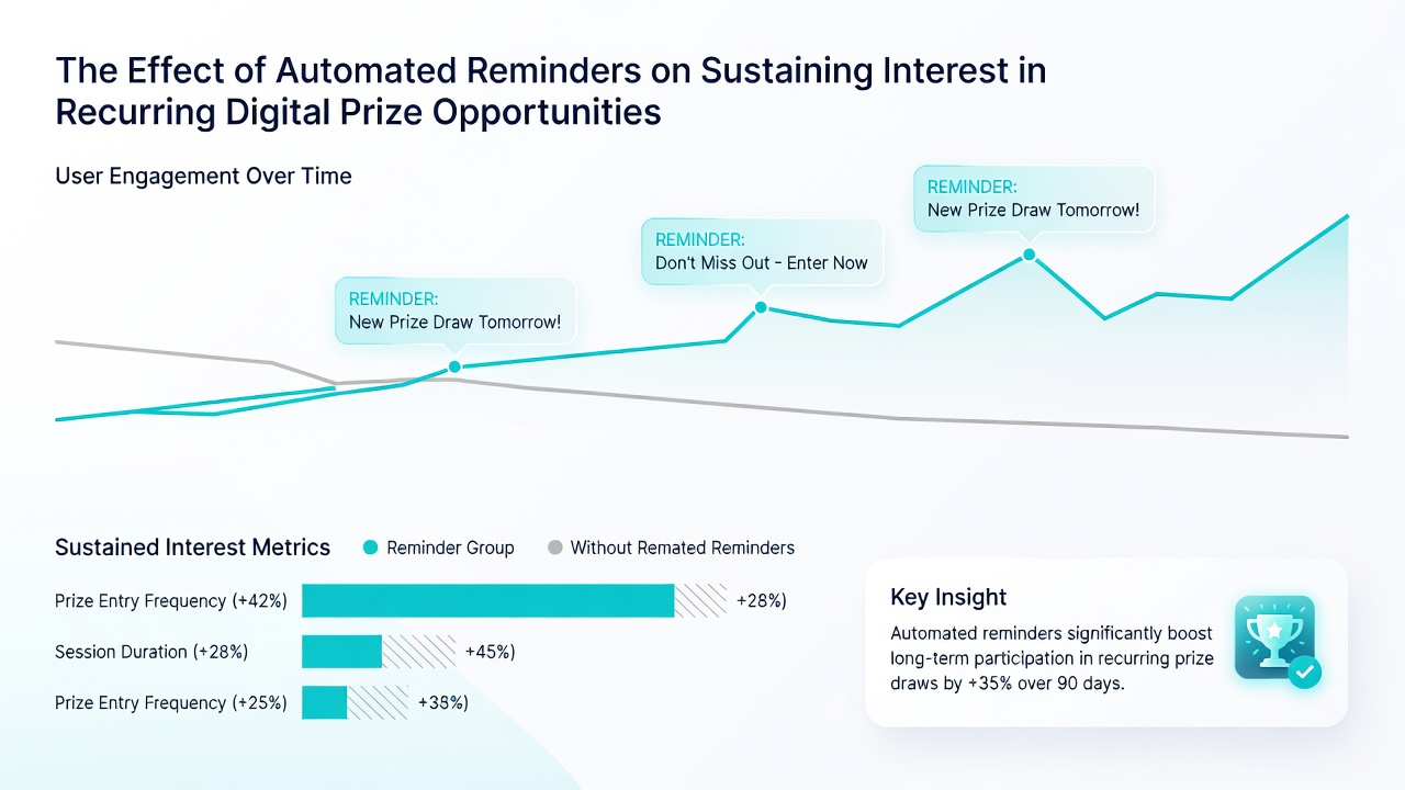 Graph illustrating engagement metrics before and after implementing automated reminders in digital prize events